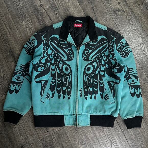 Rare FW19 Worn Supreme Makah Canvas Bomber ZipUp Work Jacket - Picture 1 of 8